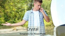  Presentation with mechanic car service repair maintenance - Slide deck with calling repair service after car background and a yellow colored foreground