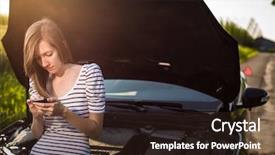  Presentation with car service - Colorful slides enhanced with calling the roadside service assistance backdrop and a wine colored foreground