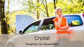  Presentation with car service - Presentation theme with calling the roadside service assistance background and a mint green colored foreground