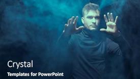  Presentation with deep - PPT theme consisting of calm-and-focused-man-stands background and a  colored foreground