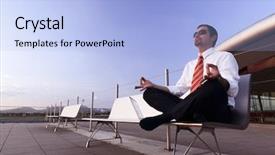  Presentation with health building - Audience pleasing slide deck consisting of calm balanced business person sitting backdrop and a light blue colored foreground