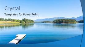  Presentation with lake dock - Slide deck having calm-beautiful-scenic-lake-high background and a light blue colored foreground