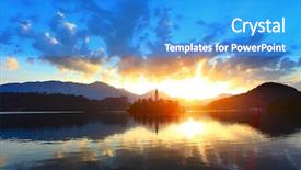  Presentation with calm - Presentation theme having calm bled lake at sunrise background and a teal colored foreground