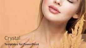  Presentation with serene - Beautiful presentation theme featuring calm-blonde-girl backdrop and a coral colored foreground