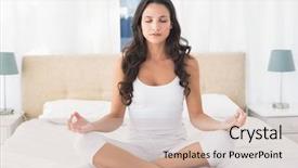 Presentation with calm - Audience pleasing slide deck consisting of calm brunette doing yoga backdrop and a soft green colored foreground