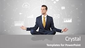  Presentation with circulation - Colorful PPT theme enhanced with calm businessman levitates in yoga backdrop and a gray colored foreground