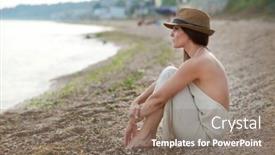  Presentation with woman sad - Slide set enhanced with calm-depressed-woman-sitting-alone background and a gray colored foreground