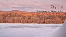  Presentation with sandstone - Slide set consisting of calm-dusk-over-a-frozen background and a soft green colored foreground