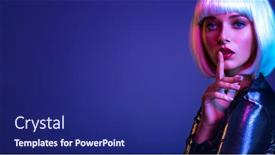  Presentation with glamour - Amazing slide deck having calm-face-of-glamour-girl backdrop and a navy blue colored foreground