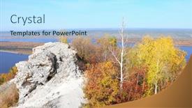  Presentation with fall season - Amazing PPT layouts having calm-fall-season-beautiful-aerial backdrop and a sky blue colored foreground