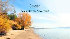  Presentation with tree river - PPT layouts with calm-fall-season-beautiful-autumn background and a sky blue colored foreground