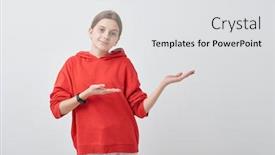  Presentation with calm - PPT theme enhanced with calm-female-teenager-in-casualwear background and a light gray colored foreground