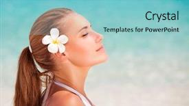  Presentation with hair spa - Cool new slides with calm female with frangipani flower backdrop and a seafoam green colored foreground