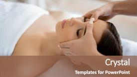  Presentation with spa salon - Beautiful slides featuring calm girl having spa facial backdrop and a tawny brown colored foreground