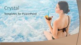  Presentation with calm - Slide set consisting of calm-girl-in-bikini-holding background and a sky blue colored foreground