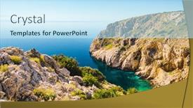  Presentation with lagoon - Slide set consisting of calm-lagoon-and-wild-beach background and a sky blue colored foreground