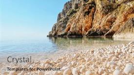  Presentation with lagoon - Slide set enhanced with calm-lagoon-and-wild-beach background and a coral colored foreground