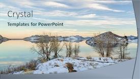  Presentation with fort - PPT theme enhanced with calm-lake-at-foothills background and a sky blue colored foreground