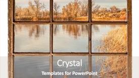  Presentation with fall lake - PPT theme enhanced with calm lake at sunset background and a  colored foreground