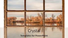  Presentation with fall lake - Cool new theme with calm lake at sunset backdrop and a  colored foreground