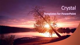  Presentation with calm - Cool new PPT theme with calm-lake-with-autumn-tree backdrop and a violet colored foreground