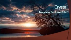  Presentation with calm - Presentation design having calm-lake-with-autumn-tree background and a navy blue colored foreground