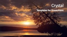  Presentation with calm - Cool new PPT layouts with calm-lake-with-autumn-tree backdrop and a tawny brown colored foreground