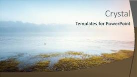  Presentation with nature river - PPT theme featuring calm-morning-scene-in-summer background and a sky blue colored foreground