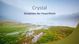  Presentation with nature river - Colorful slide deck enhanced with calm-morning-scene-in-summer backdrop and a sky blue colored foreground