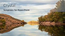  Presentation with fall lake - Cool new presentation theme with calm mountain lake in fall scenery - horsetooth reservoir in northern colorado backdrop and a lemonade colored foreground