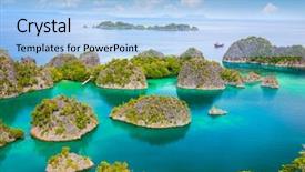  Presentation with water ocean - Beautiful slide set featuring calm picturesque tropical lagoon backdrop and a light blue colored foreground