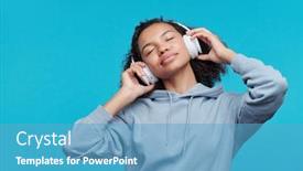  Presentation with blue music - Colorful presentation theme enhanced with calm-relaxed-afro-american-girl backdrop and a teal colored foreground