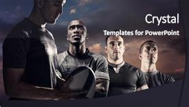  Presentation with blue orange - Theme with calm rugby player thinking while background and a dark gray colored foreground