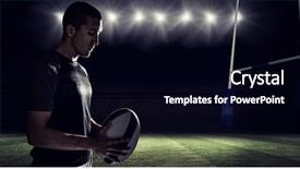  Presentation with challenge - Beautiful PPT layouts featuring calm rugby player thinking while backdrop and a black colored foreground