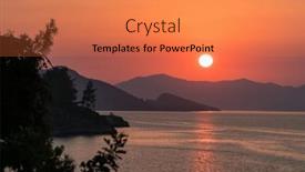  Presentation with calm sea - PPT layouts with calm-sea-and-sunset-sun background and a coral colored foreground