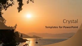  Presentation with calm sea - Colorful slide deck enhanced with calm-sea-and-sunset-sun backdrop and a yellow colored foreground