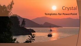  Presentation with calm sea - Beautiful presentation theme featuring calm-sea-and-sunset-sun backdrop and a coral colored foreground