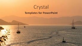  Presentation with calm sea - Presentation theme consisting of calm-sea-and-sunset-sun background and a yellow colored foreground