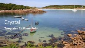  Presentation with calm sea - Cool new slide set with calm sea at st agnes isles of scilly backdrop and a seafoam green colored foreground