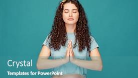  Presentation with serene - Cool new presentation design with calm-serene-curly-haired-girl backdrop and a teal colored foreground