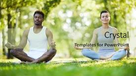  Presentation with spiritual - Audience pleasing PPT theme consisting of calm spiritual young multi-ethnic backdrop and a mint green colored foreground