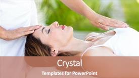  Presentation with reiki - Presentation design enhanced with calm woman receiving reiki treatment background and a coral colored foreground