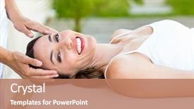  Presentation with reiki - PPT layouts having calm woman receiving reiki treatment background and a  colored foreground