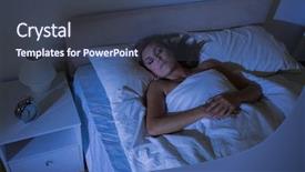 Presentation with calm abstract pastel - PPT layouts consisting of dream alarm clock - calm woman sleeping at night background and a ocean colored foreground