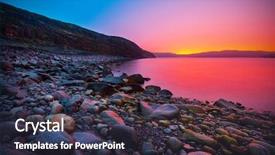  Presentation with storm - Slide deck enhanced with calming storm - sunset on the stone coast background and a tawny brown colored foreground