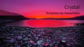  Presentation with coast - PPT layouts consisting of calming storm - sunset on the stone coast background and a red colored foreground