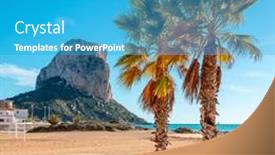  Presentation with palm tree - Presentation design enhanced with calpe-beach-palm-tree background and a teal colored foreground