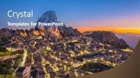  Presentation with italy - Presentation design with caltabellota-italy-historic-town background and a teal colored foreground