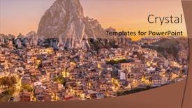  Presentation with dusk - Presentation theme having caltabellota-sicily-italy-historic-town background and a coral colored foreground
