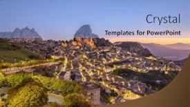  Presentation with dusk - PPT theme having caltabellota-sicily-italy-historic-town background and a light blue colored foreground